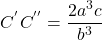  \begin{align*} C^{'}C^{''}=\frac{2a^3c}{b^{3}}  \end{align*} 