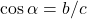 \cos\alpha=b/c